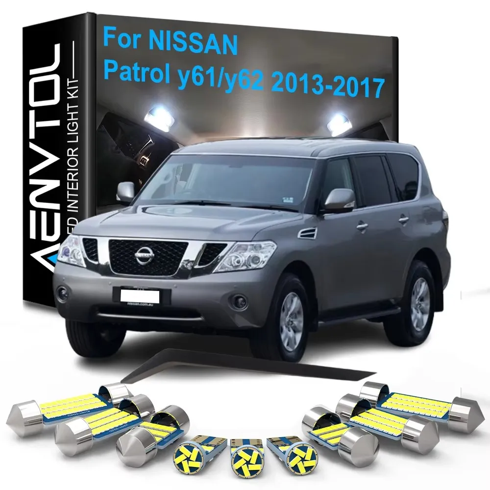 

13 шт. светодиодные внутренние фонари Canbus для Nissan Patrol y61/y62 2013 2014 2015 2016 2017 купольные лампы для чтения багажника, двери, номерного знака