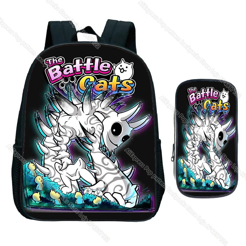 2pcs Set The Battle Cats Backpack Cartoon Kids School Bag for Kindergarten Toddler Children School Supplies Baby Bags