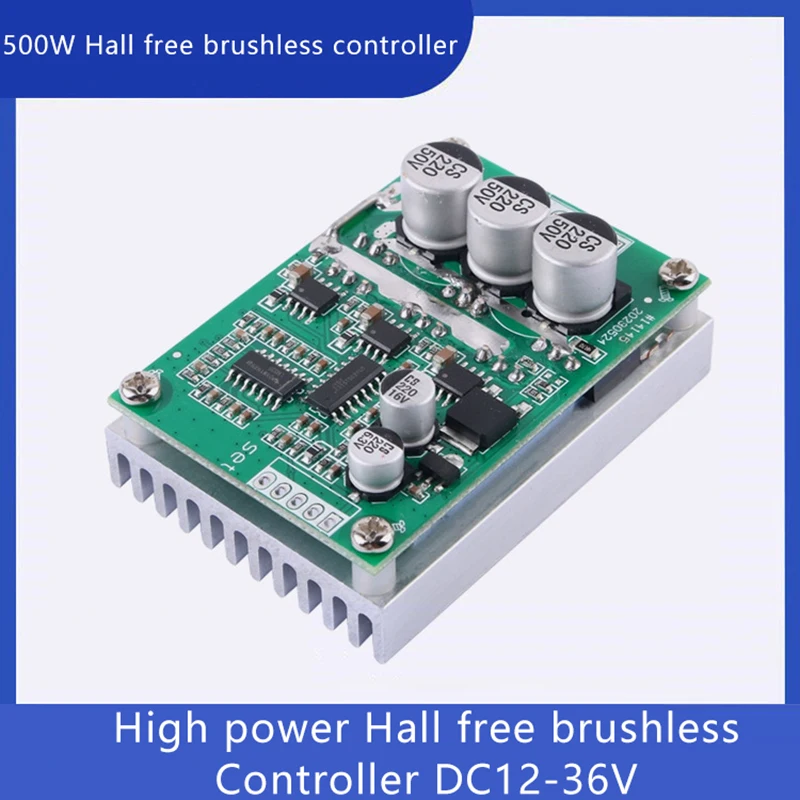 500W DC 12-36V Brushless Motor Speed Controller Hall Free Motor Driver Board High Power Foward Reverse Speed Regulator Module