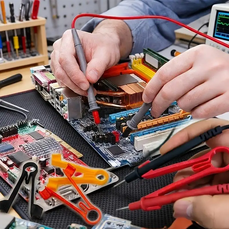 2/10 Stück Einhand-Multimeter-Sondenhalter – Rot/Schwarz/Weiß Testkabelklemme für Elektriker, befreien Sie Ihre Hand zum Löten – Detail 8