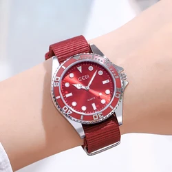 GEDI Classic Nylon Strap Ladies Watches Luxury Waterproof Luminous Women's Quartz Wristwatch Green Water Ghost Watch for Women