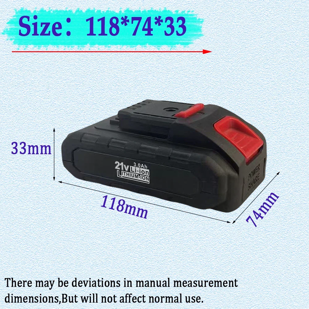 コードレス充電式バッテリー,21V, 3000mAh, 3.0Ah,ワークス用,交換用インパクトドリル,電動工具