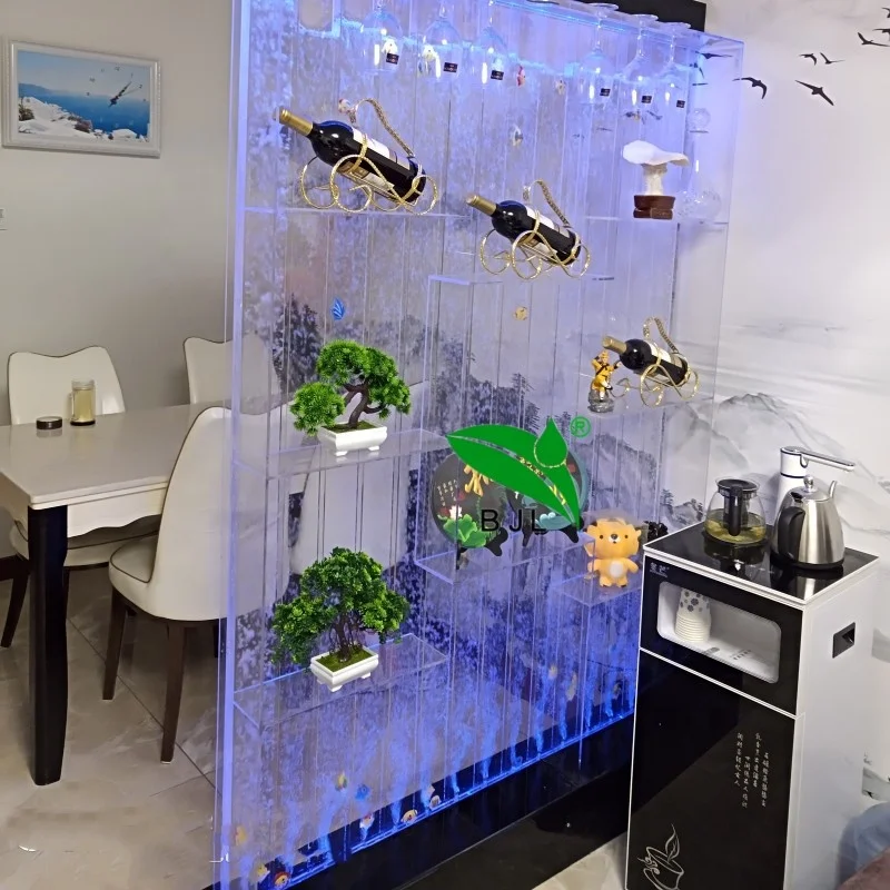 Customization.Restaurant Home bar Furniture LED Lighting Water Bubble Wall Acrylic Wine Rack bar Display Cabinet