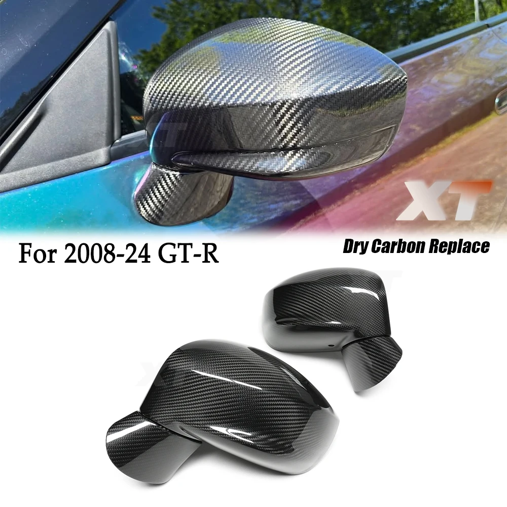 

Dry Carbon Fiber For NISSAN GT-R R35 GTR35 2008-24 RearView Mirror Cover Full Carbon Side Mirror Pillar Replacement 4Pcs
