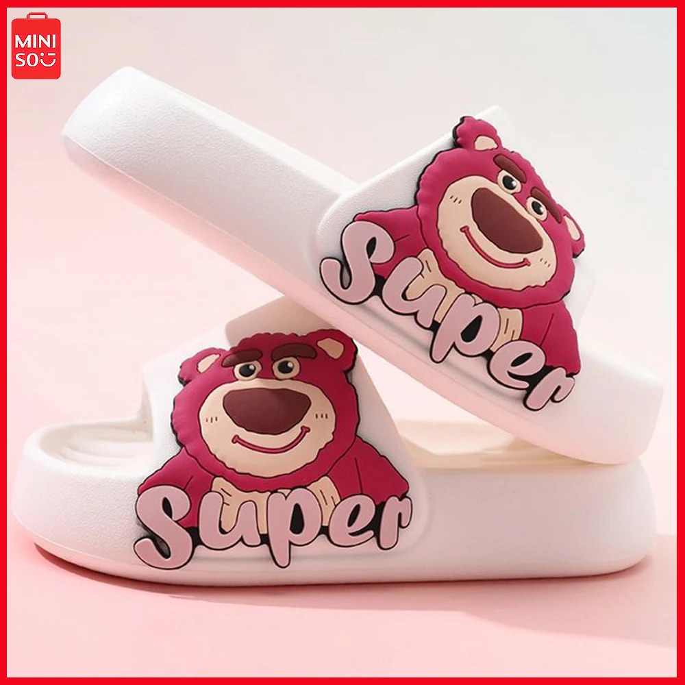 Miniso Lotso New Slippers Summer Students Soft Sole Non Slip Indoor Living Home Soft Comfortable Kawaii Girls Slipper Birthday