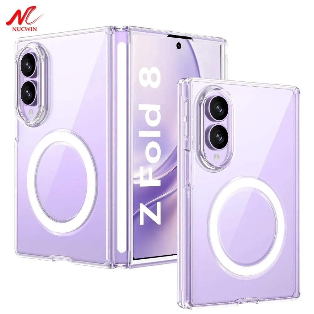 For Magsafe Case for Samsung Galaxy Z Fold 8 Ultra Fold8 Magnetic Wireless Charging Transparent Hinge Protect Shockproof Cover