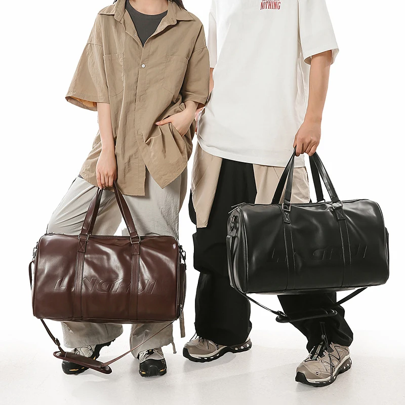 

PU Travel Duffel Bag with Shoes Pocket Outdoor Sports Fitness Yoga Shoulder Crossbody Bags Dry Wet Business Trip Luggage Handbag