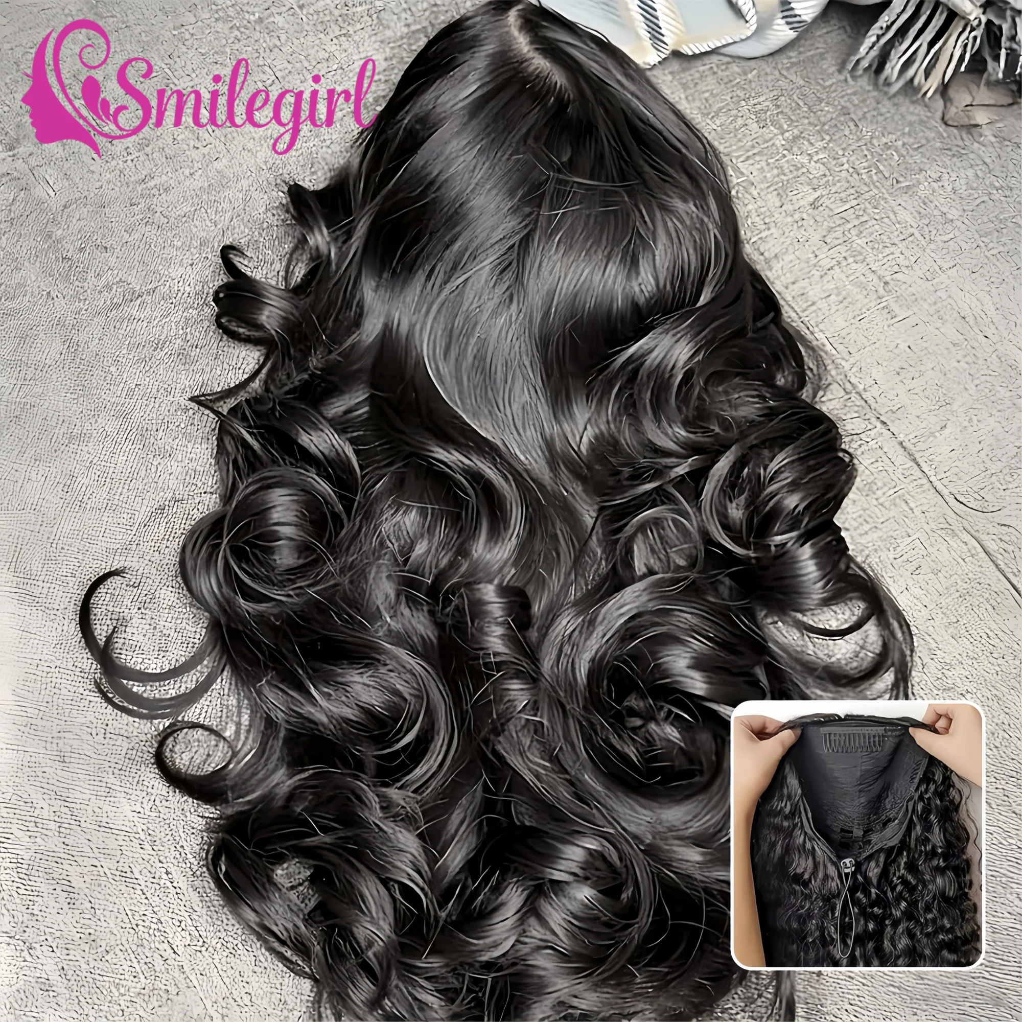 

Парик-полупарик Body Wave без клея, из натуральных волос, готовый к носке, с глубокой волной, 3 в 1, бесшовный, с завязками, для начинающих.