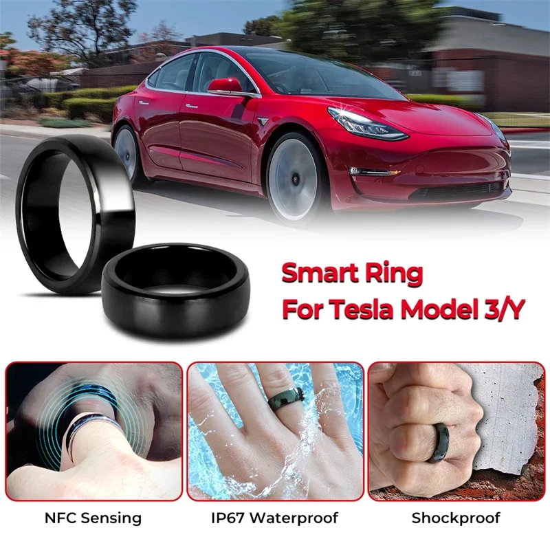 NFC Ceramics Smart Ring For Tesla Model 3 And 2020-2023 Replace Car Key Card Key Fob Made With Original Chips Auto Car Accessori