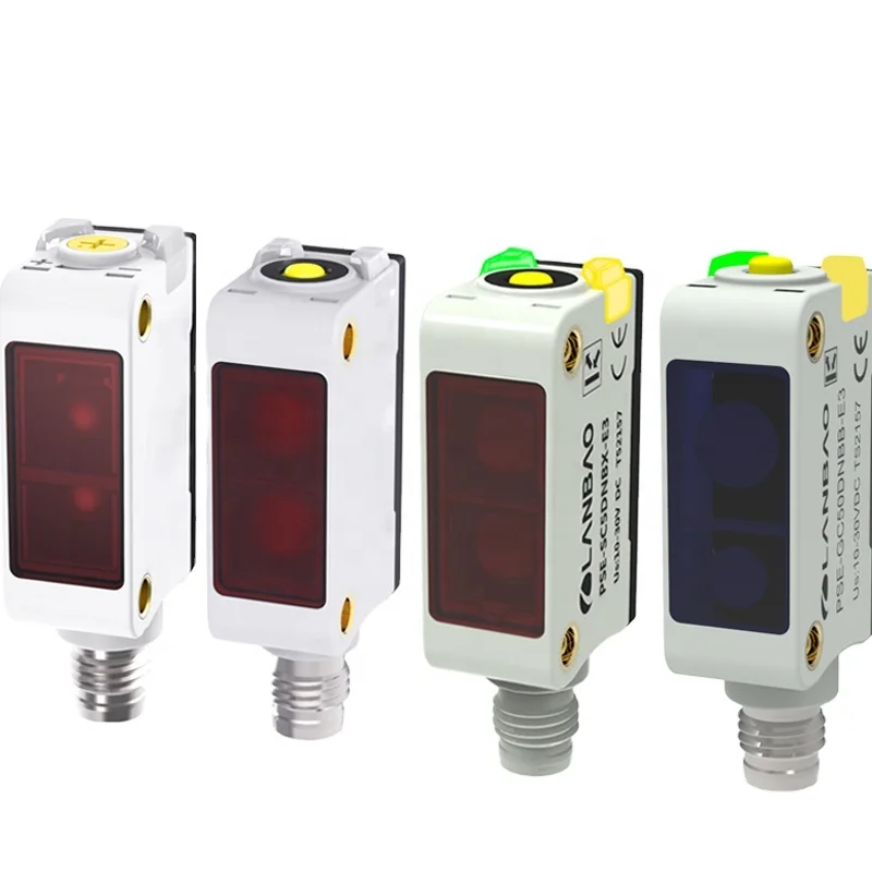 10-30VDC IP67 plastic square photoelectric optic sensor with detection of various colors