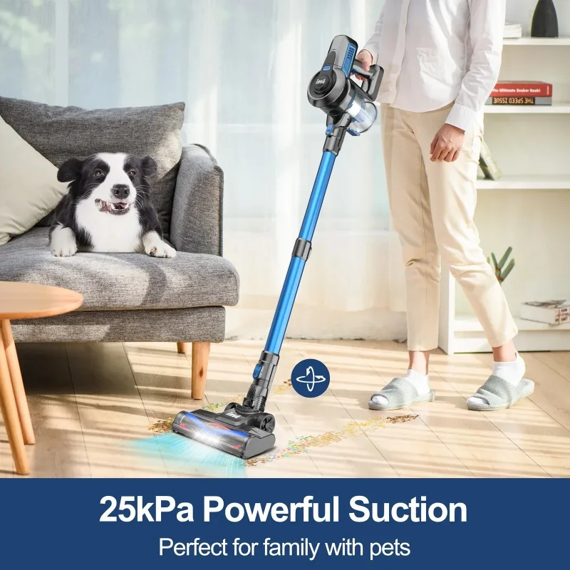 INSE Cordless Vacuum Cleaner,6 in 1 Powerful Stick Handheld Vacuum,25Kpa Vacuum Cleaner,45min Runtime