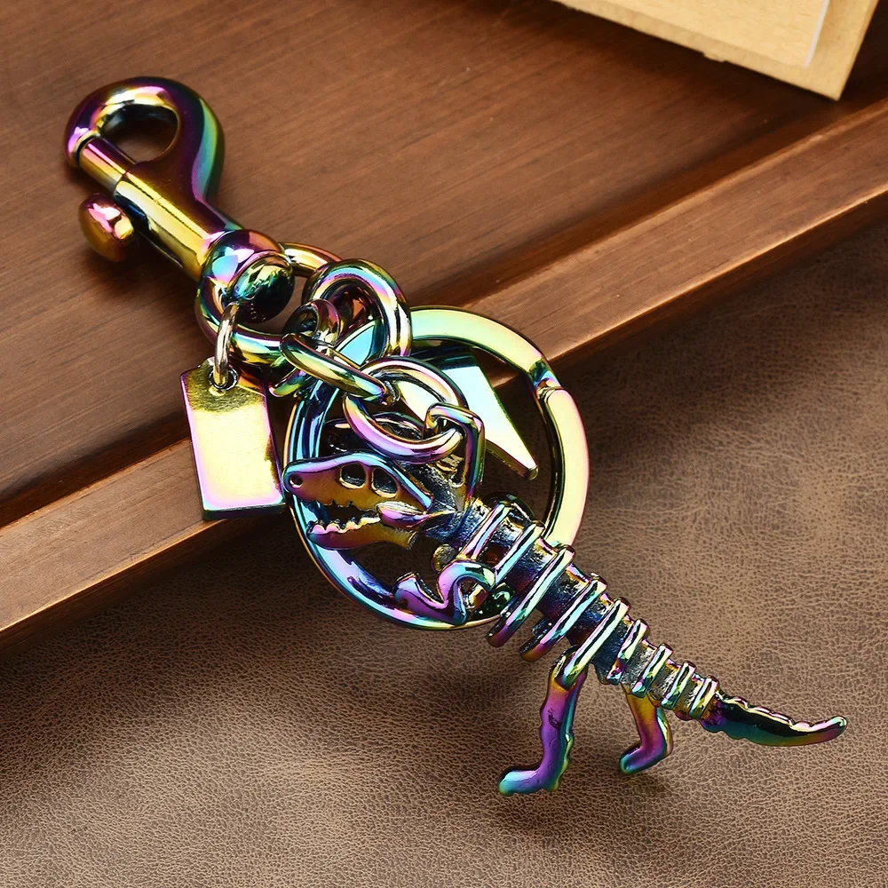 

Dinosaur keychain skeleton, keychain ring, colorful pendant, bag hanging, retro creative keychain