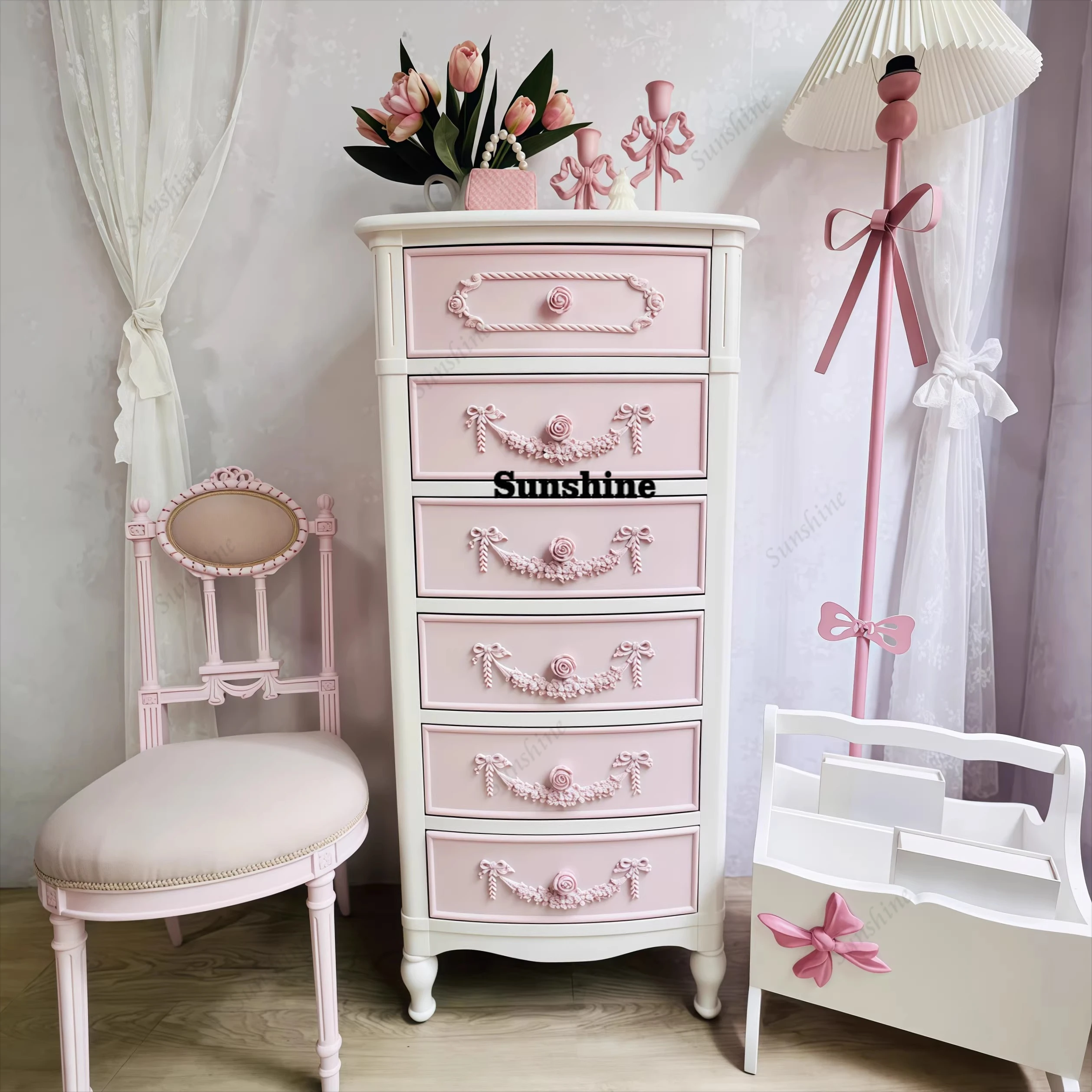 

French chest, dopamine color locker, princess wind bedside cabinet