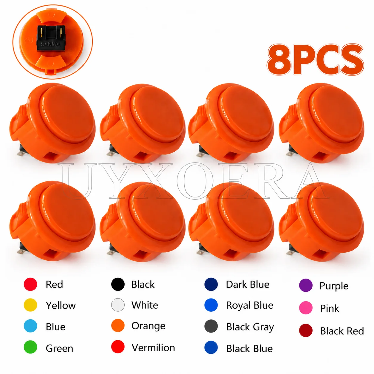 8PCS Original SANWA OBSF-30 30mm Arcade Push Buttons 15 Colors for Arcade Joystick Game Machine Pandora Box