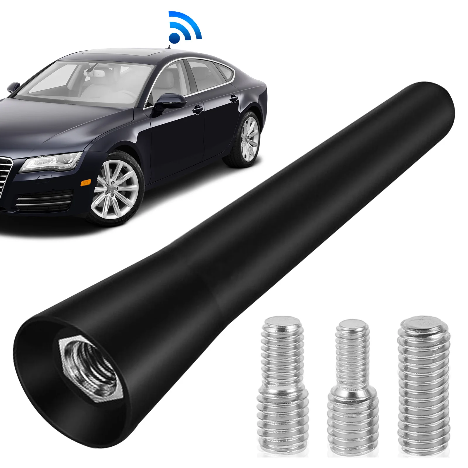 Universal Car Antenna, 6.5 cm (2.5 Inch) Small Short Car Aerial, Mini Car Radio Accessories, FM/AM Inputs M5 M6, Black