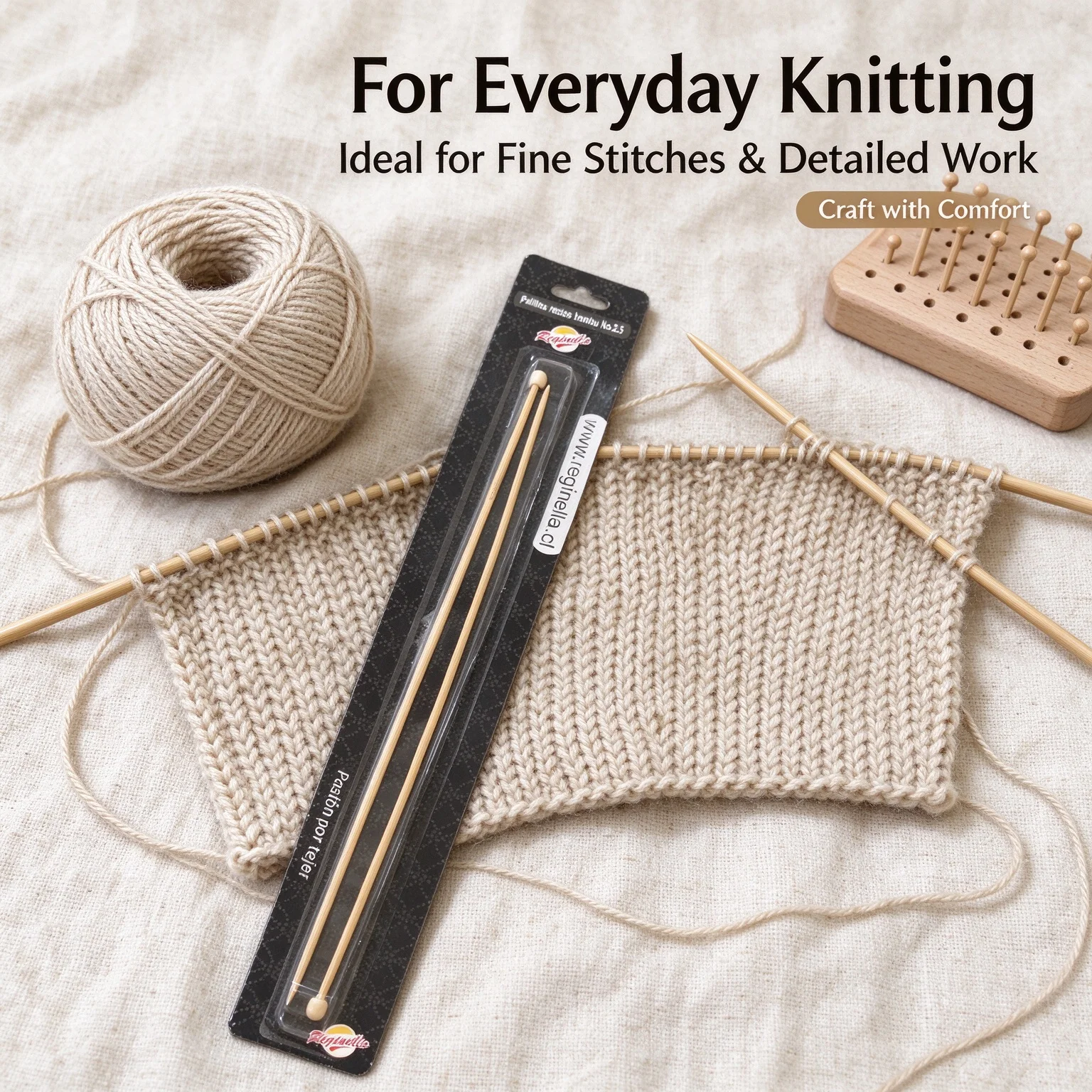 2Pcs Single Pointed Wooden Knitting Needles Eco-Friendly Smooth Yarn Garment Making Knitting Kit for Beginners DIY