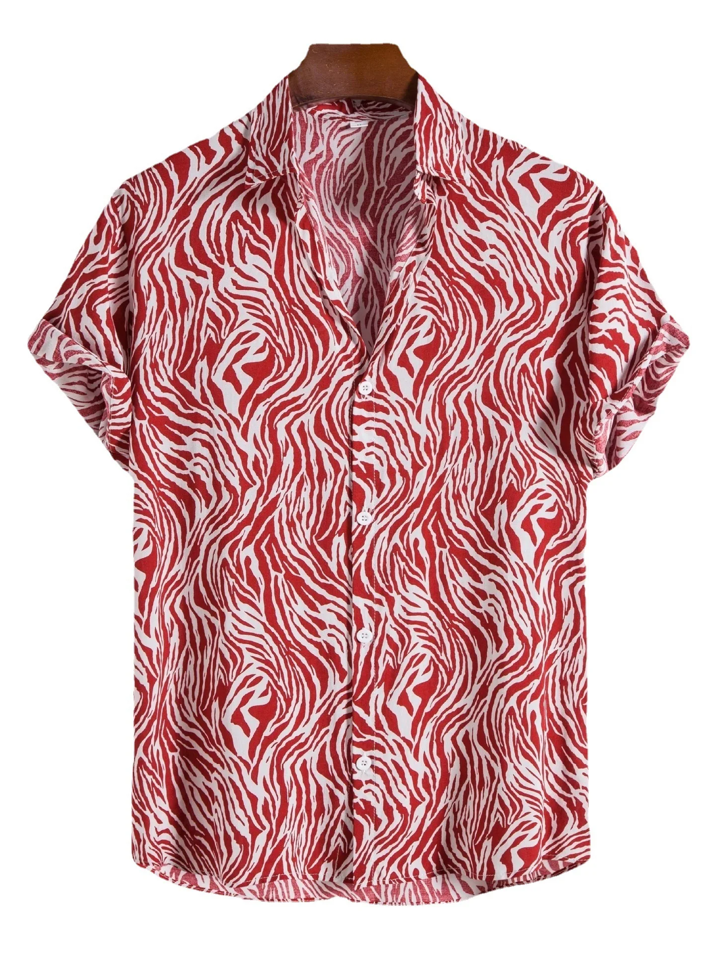 

Casual Zebra Print ort Sve irt Loose Fit Youthful Summer Faion Printed Casual Top for Men