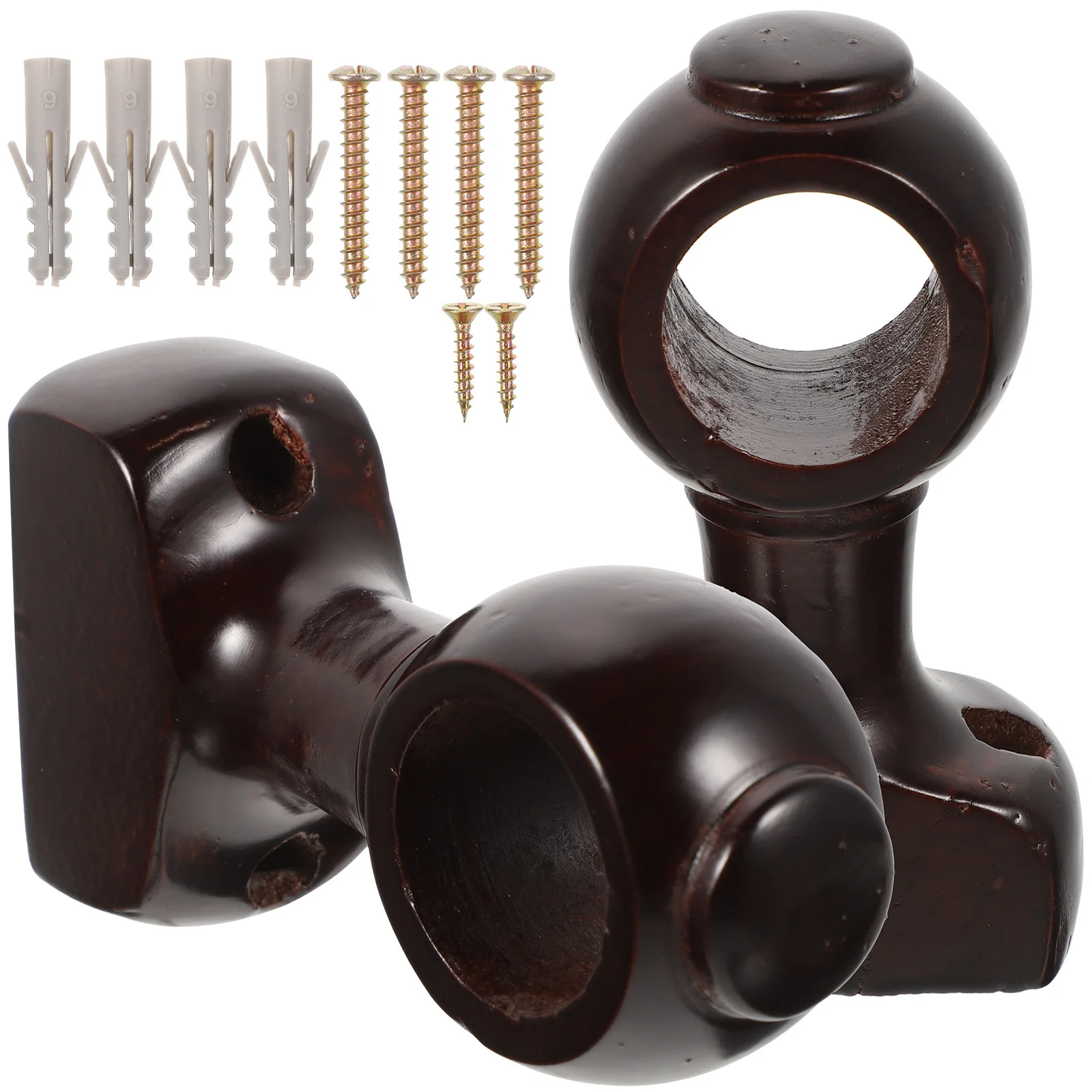 

2Pcs Wood Curtain Rod Bracket Hooks Easy Install Stable Support for Various House Decor Needs Wooden Curtain Rod Bracket