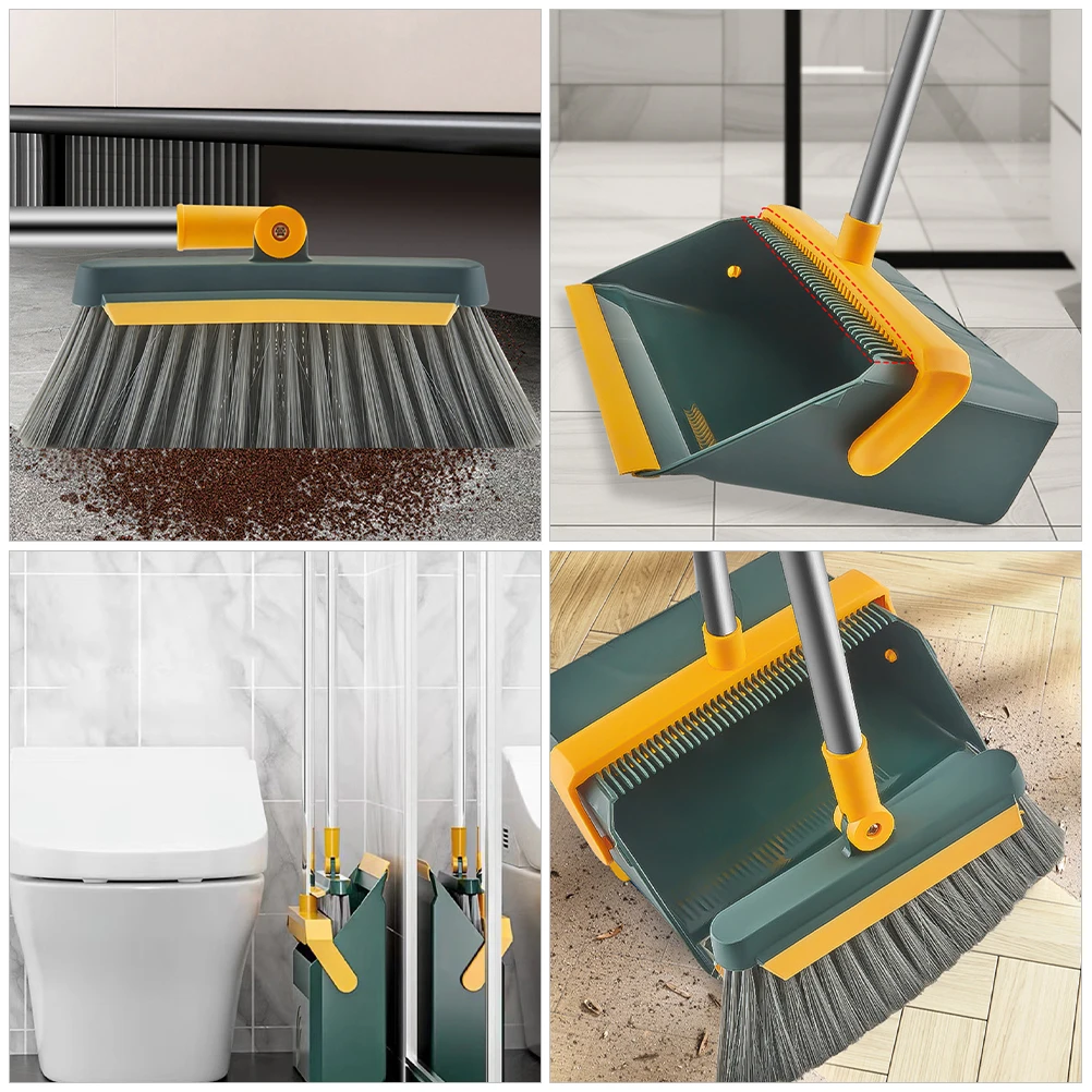 

1 Long Handle Broom Dustpan Set Heavy Duty Supple Bristle Floor Cleaning Kit Household Broom Set Durable Home Office Cleaning