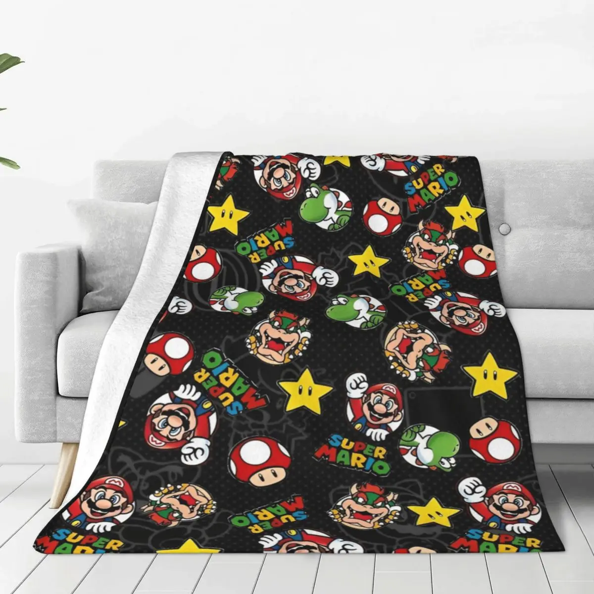 

Marios Game Cartoon Knitted Blanket Plush Throw Blankets Bed Sofa Printed Soft Warm Bedsprea