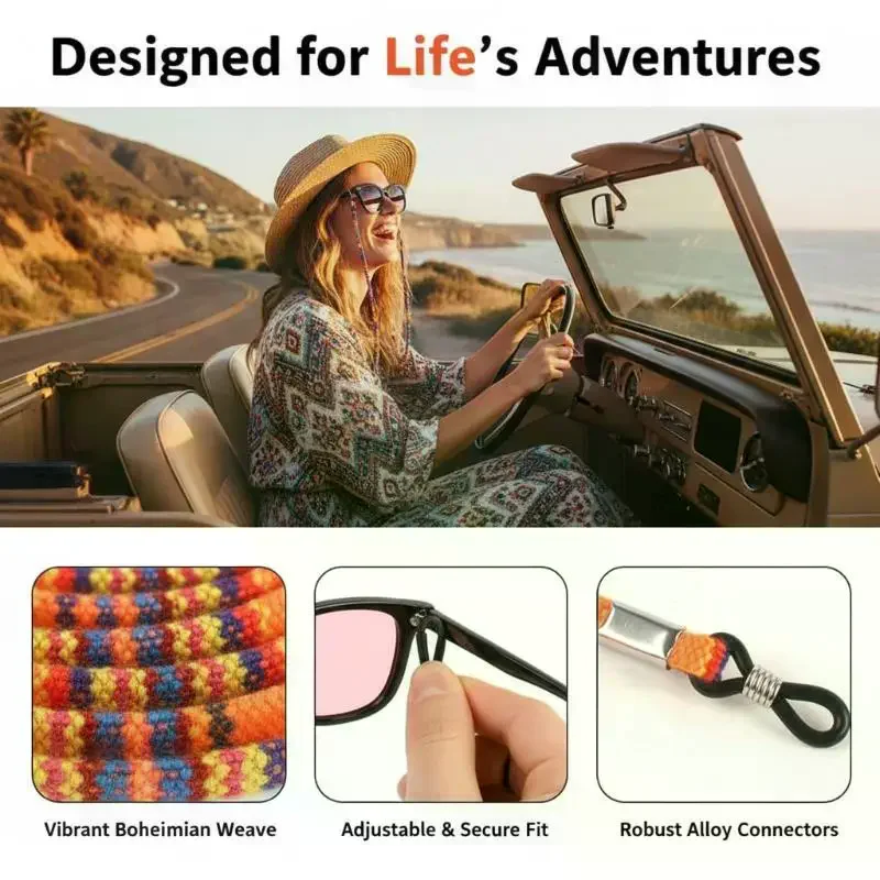 Boho Glasses Sunglasses Cotton Neck Strap High End Ethnic Rope Glasses Fixing Hanging Neck Chain Women Men Eyeglasses Straps