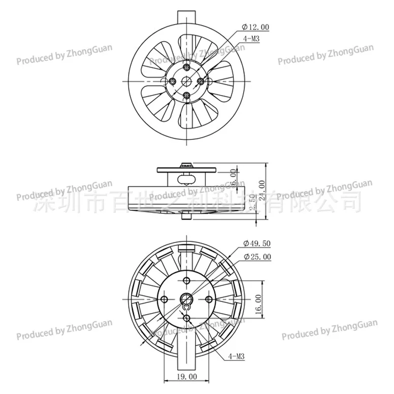 5010-350kv Disc Motor High-speed Brushless for Hexacopter, Quadcopter, Drone, Aerial Photography, and Multirotor Applications