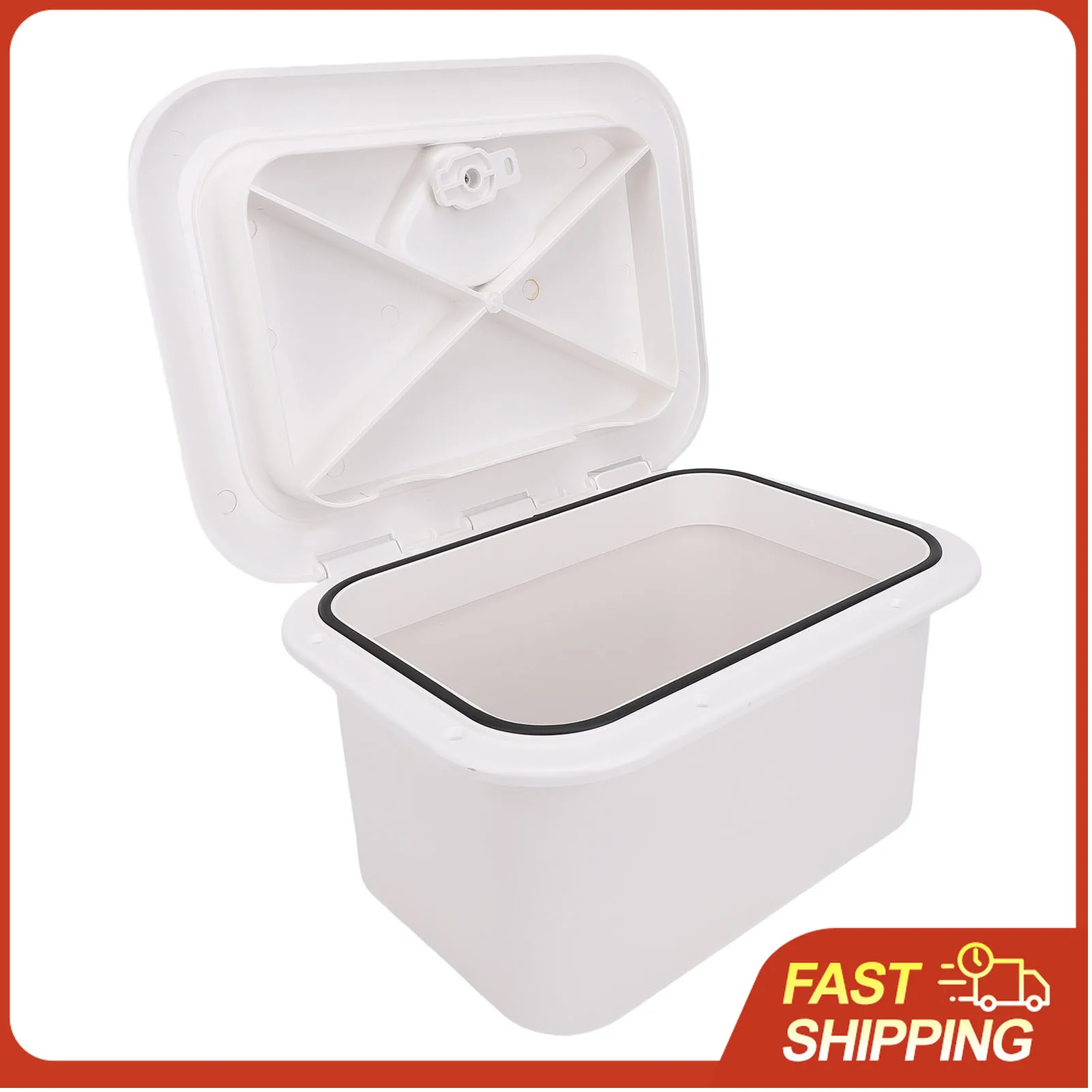 Fishing Gear Organizer Box Marine Boat Storage Box ABS 37.5X27X17.5cm Boat Embedded Storage for Bait Fishing Gear Tools White