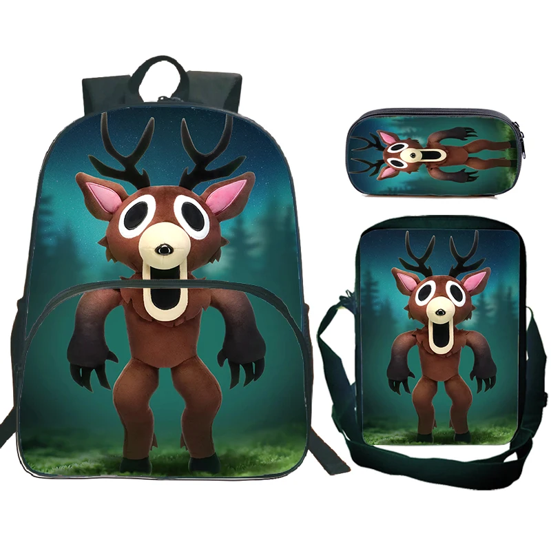 Hot 99 Nights In The Forest Cartoon Backpack Boys Girls Schoolbag Shoulder Bag Pencil Bag 3pcs Set School Satchel Travel Mochila