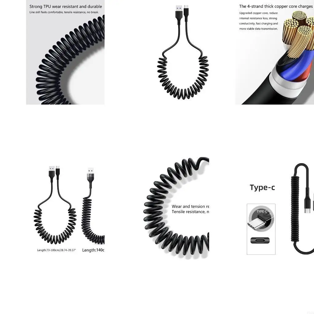 193A Spring Usb to Type-c Cables 5A Type C Cable Fast Charging
