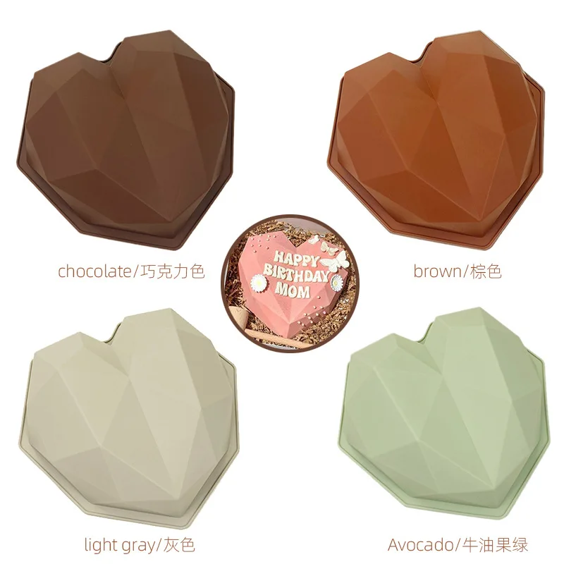 Silicone Diamond Love Baking Mold Set Letter Number Molds 1/6/8 Cavity Heart Mousse Pastry Cake Chocolate Soap Candle Mould