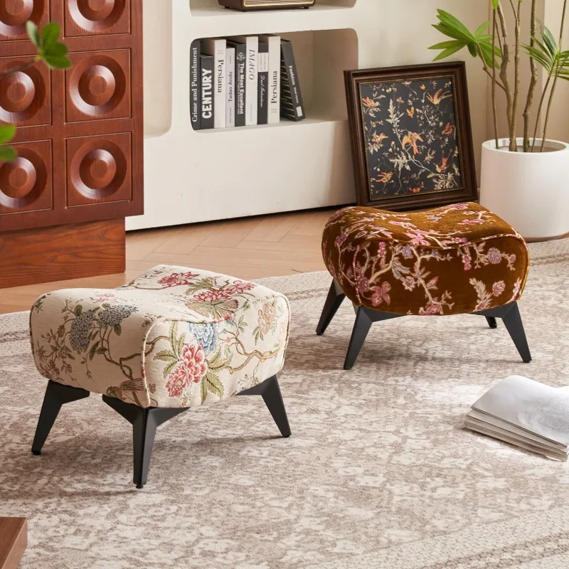 

European Retro Small Stool Light Luxury Living Room Household Shoe Changing Stool Stylish Entryway Multifunction Home Furniture