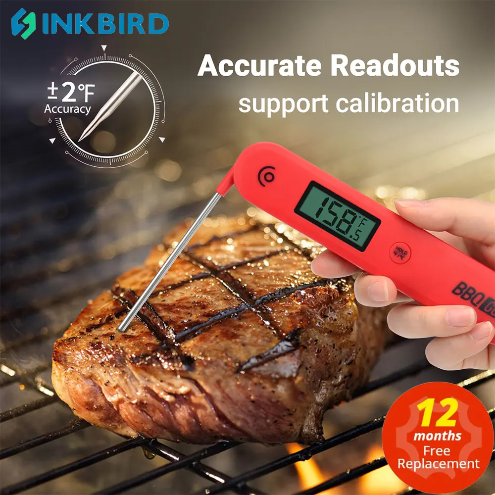 

INKBIRD Handheld BBQ Food Thermometer Instant Read Meat Digital Thermometer with Stainless Steel Probe BG-HH1C for Grill,Milk