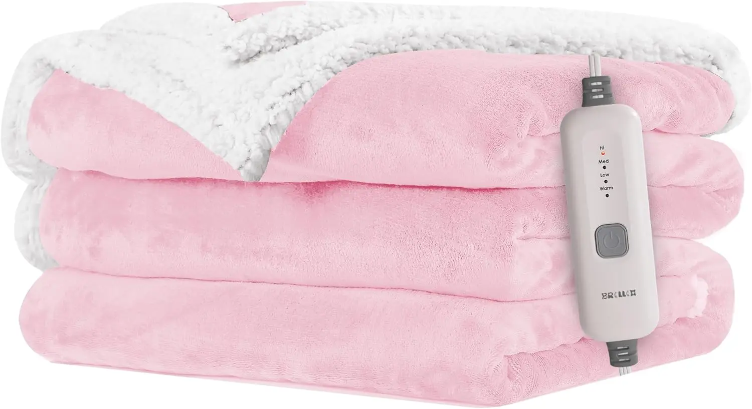 

Full-Size Electric Heated Blanket with 4 Heat Levels, Auto Shut-Off, Fast Heating, Machine Washable - Pink