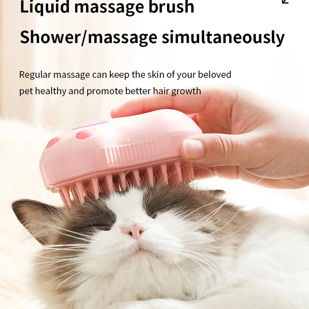 Cat Steamy Brush Dog Massage Comb Electric Water Spray Soft Silicone Depilation Cats Bath Hair Brush Cat Grooming Accessories