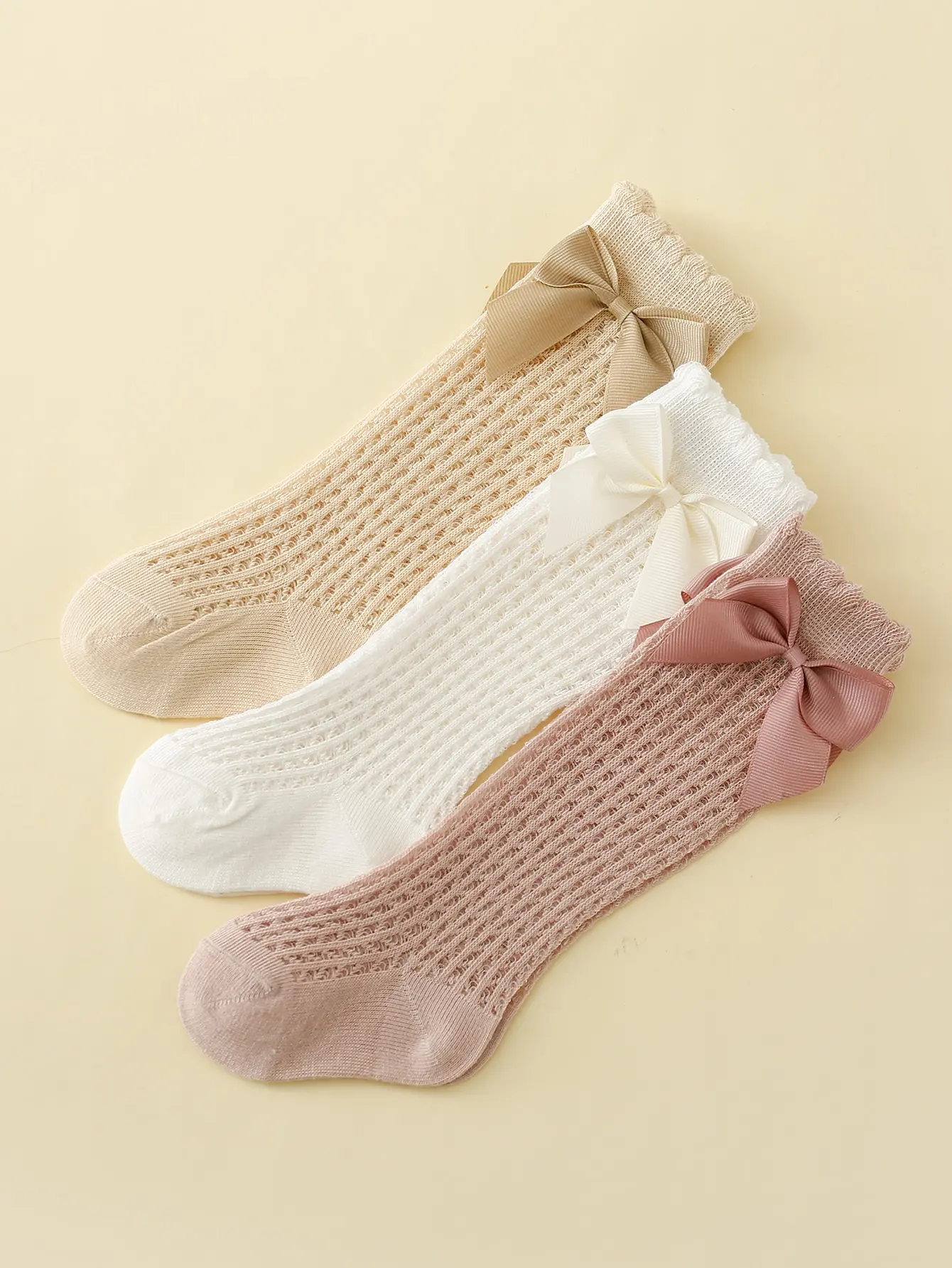 3pairs Baby Girls Bow Decor Anti-Mosquito Socks