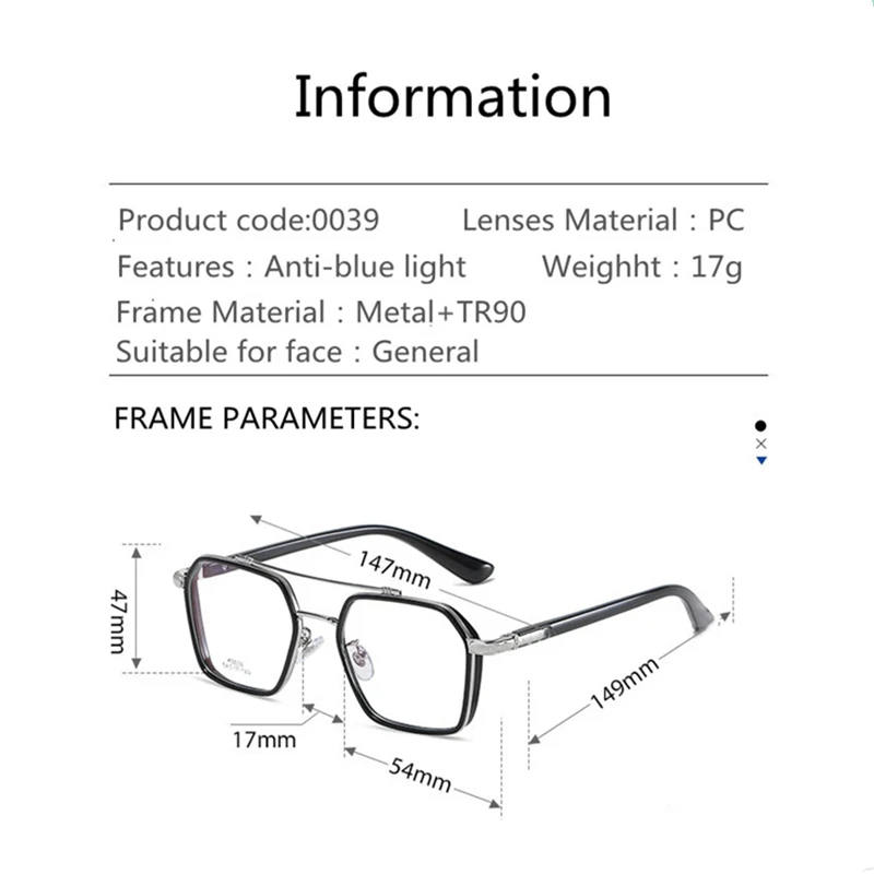 Iron Men Same Style Ultralight Anti-blue Light Titanium Prescription Square Myopia Full Frames Eyeglasses Male Optical Glasses - Image 3