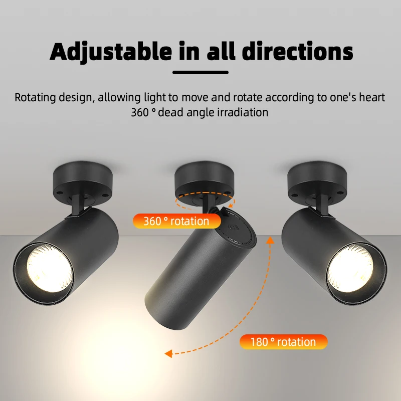 Led Spotlights 220V Ceiling Spot Light COB Surface Mount Led Downlight Foldable Fixture Track Light Indoor Light For Living Room