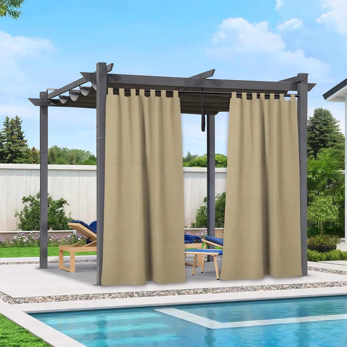 2 لوحات تصفية الضوء في الهواء الطلق ديكور الفناء الخلفي تبويب الستائر العلوية للفناء، ستائر حماية الخصوصية للمحترفين والعريشة