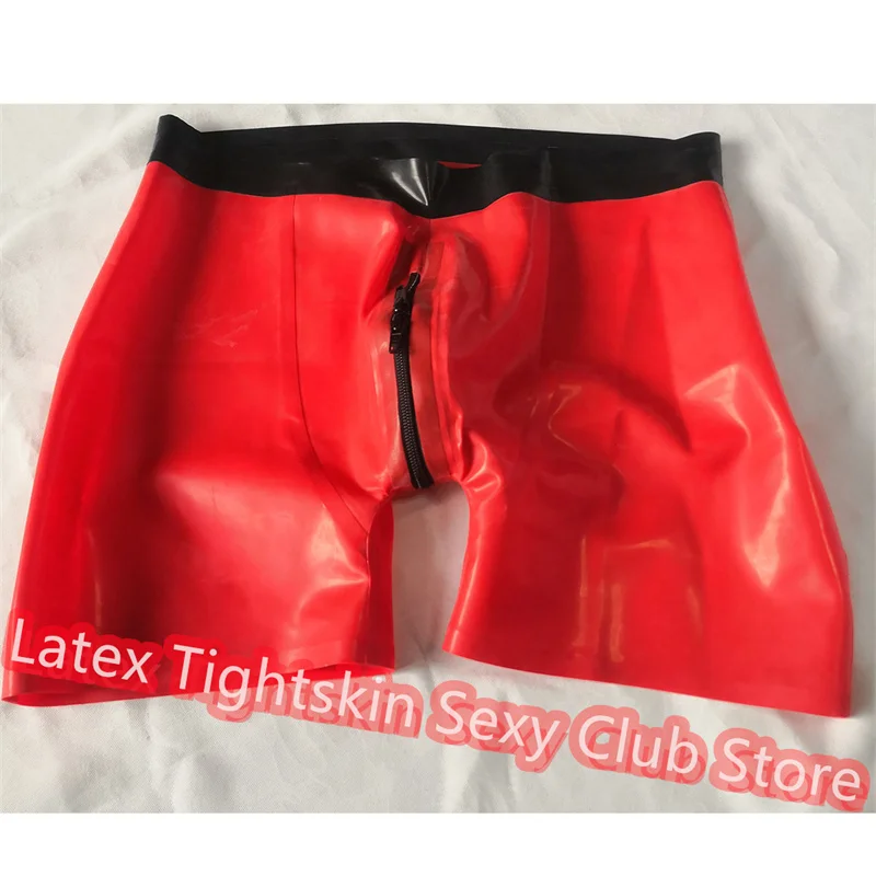 

Men Latex Panties Boxer with Crotch Zip Front To Baack Sexy Fetish Shorts Handmade Underwear Club Wear for Men Cosplay Costumes