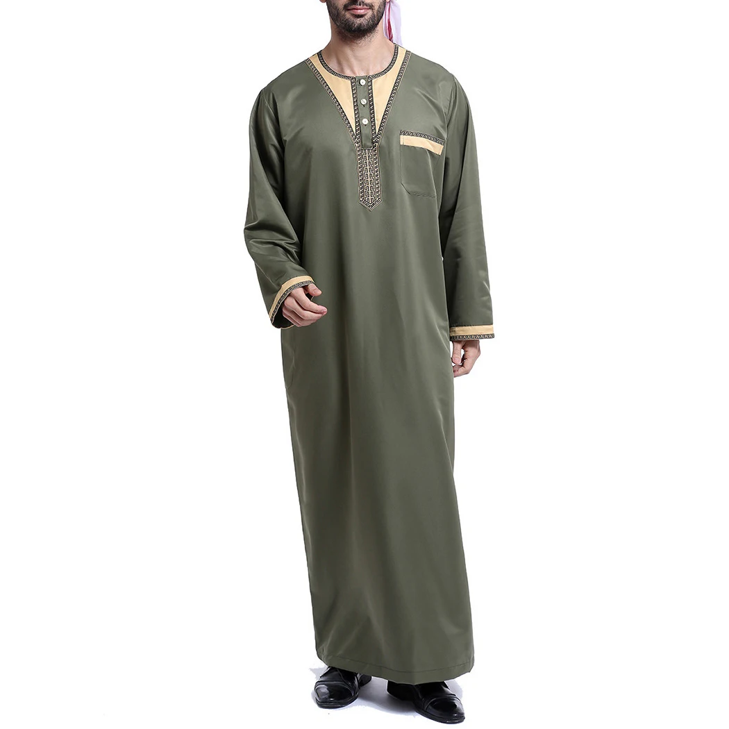 وصل حديثًا لعام 2026 فستان طويل دبي للرجال رداء قفطان متين يسمح بمرور الهواء عباية إسلامية عرقية مغربية للرجال