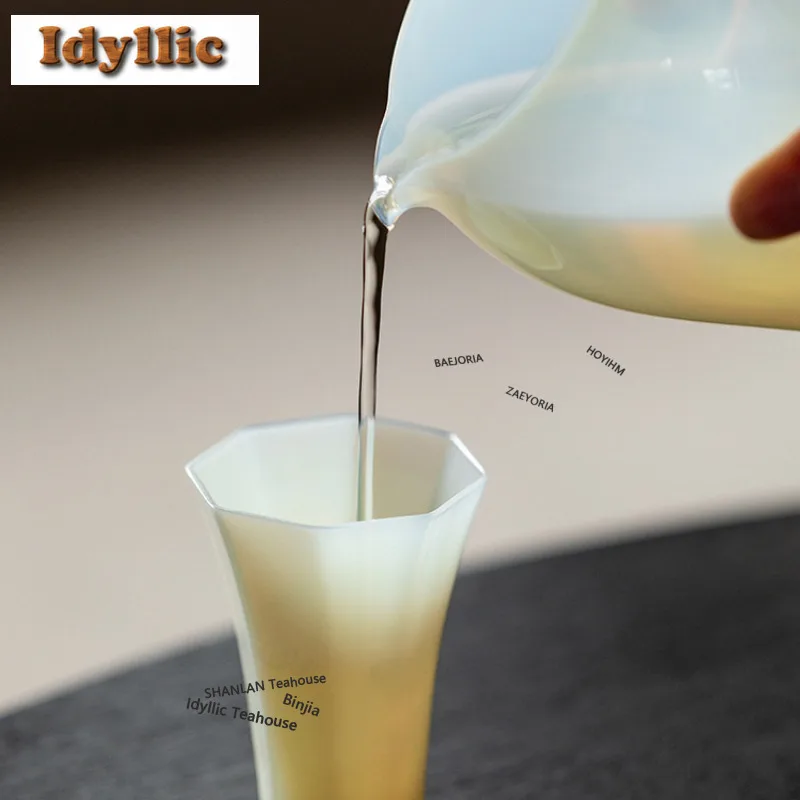 30ml Ice Jade Hexagonal Glass Teacup Antique Tea Bowl Cup For Tea Tea-tasting Smelling Cup Jianzhan Master Cup Tableware Supplie