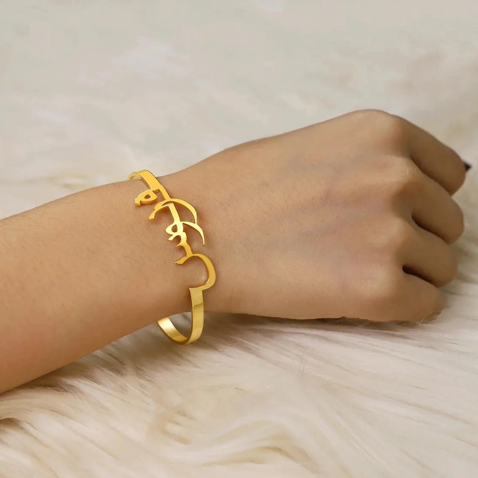 Lemegeton Personalized Arabic Name Bracelet Women Men Stainless Steel Jewelry Customized Arabic Name Bangle Birthday Party Gifts - view 5