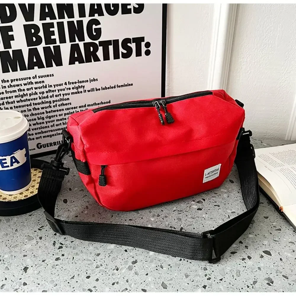2024 Solid Color Messenger Sling Bag Fashion Zipper Large Capacity Crossbody Bag Outdoor Sports Nylon Shoulder Bag