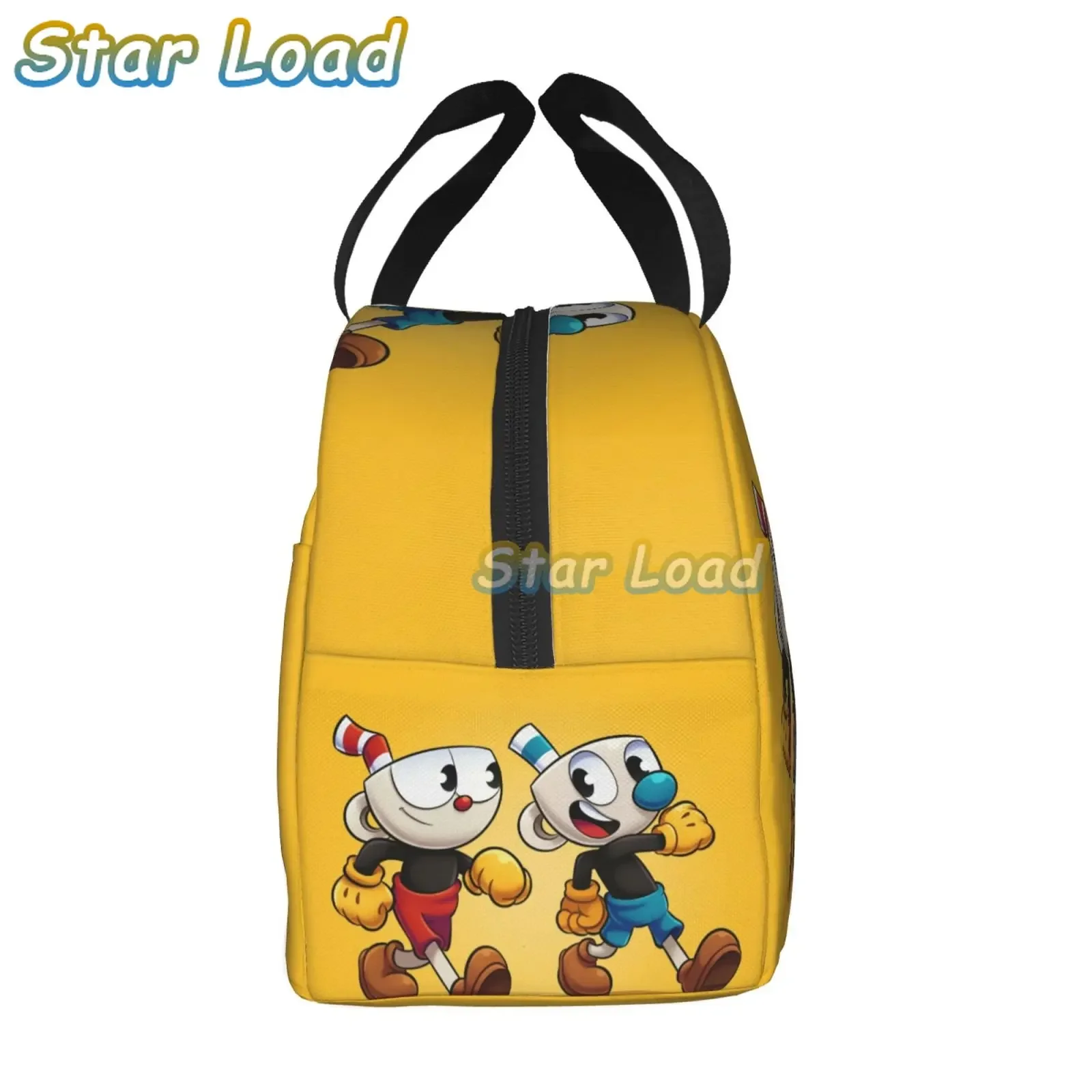 Hot Game Cartoon Cuphead Mugman  Lunch Box Cooler Thermal Food Insulated Lunch Bag for Women Children School Picnic Bags