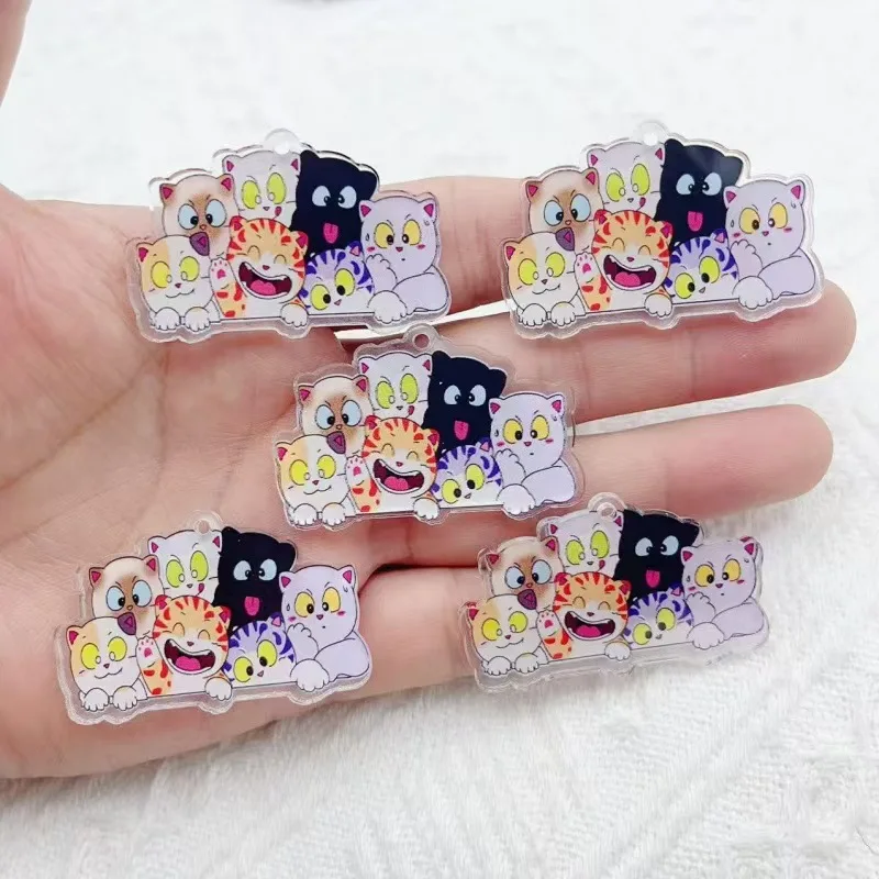 10pcs Cartoon Acrylic Kitten Jewelry Necklace Bracelet Earring Pendant Diy Jewelry Accessories Wholesale