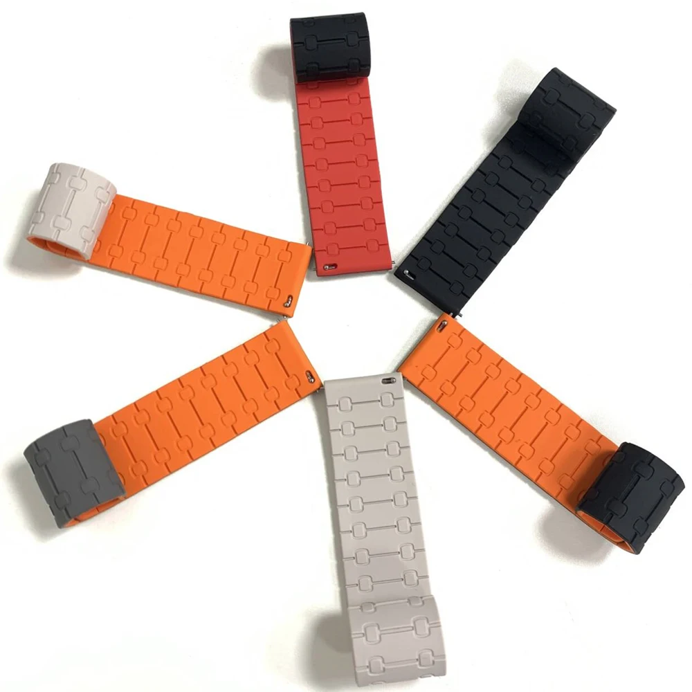 22 مللي متر حلقة مغناطيسية سيليكون حزام الساعات ل AMAZFIT BIP 6 5 وحدة التوازن 2 لينة حزام GTR 4 3 2e ستراتوس 3 الفهد سوار رياضي