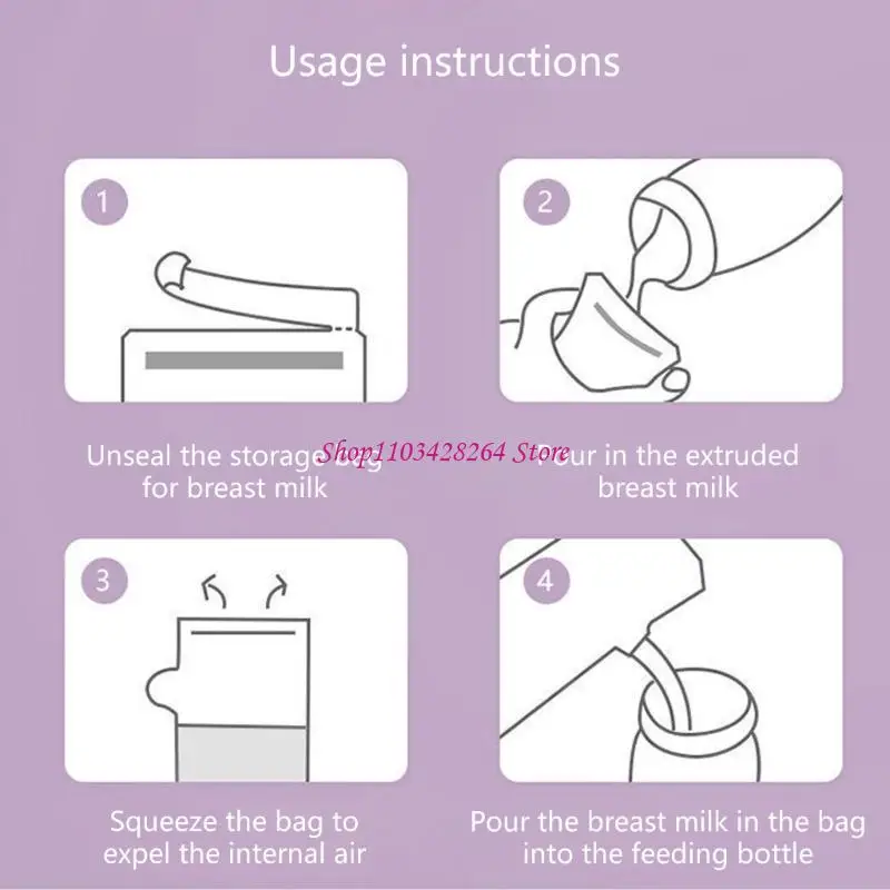 Pack of 30pcs Disposable Breast Milk Storage Bag 8oz/250ml Leak Proof Freezer Bag Double Zipper Design Organiser Case