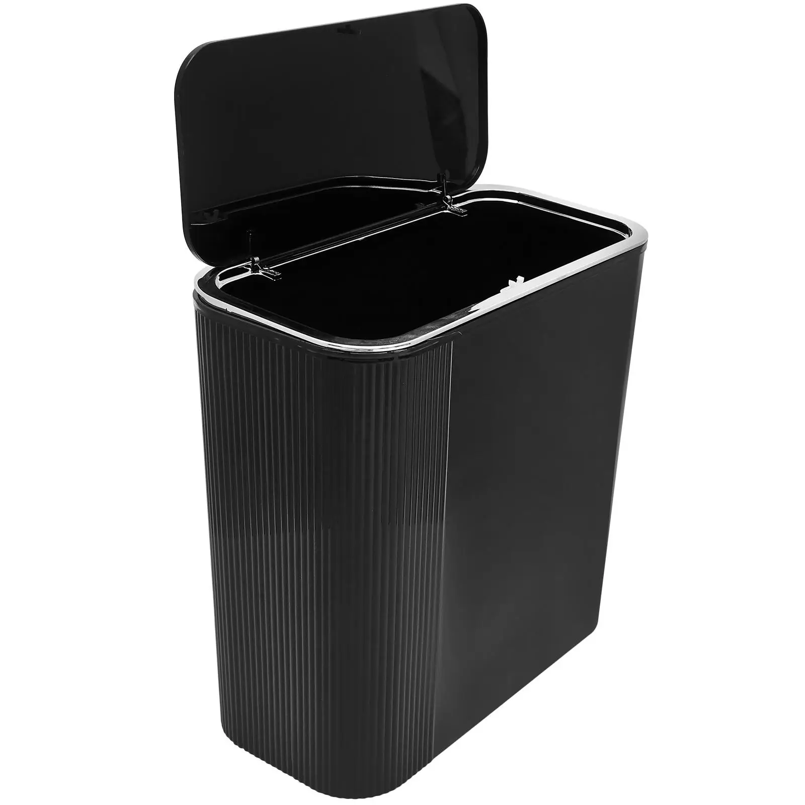 

Slim Trash Can Mirror Surface Kitchen Bathroom Waste Bin Large Capacity Plastic Garbage Bucket Home Household Black