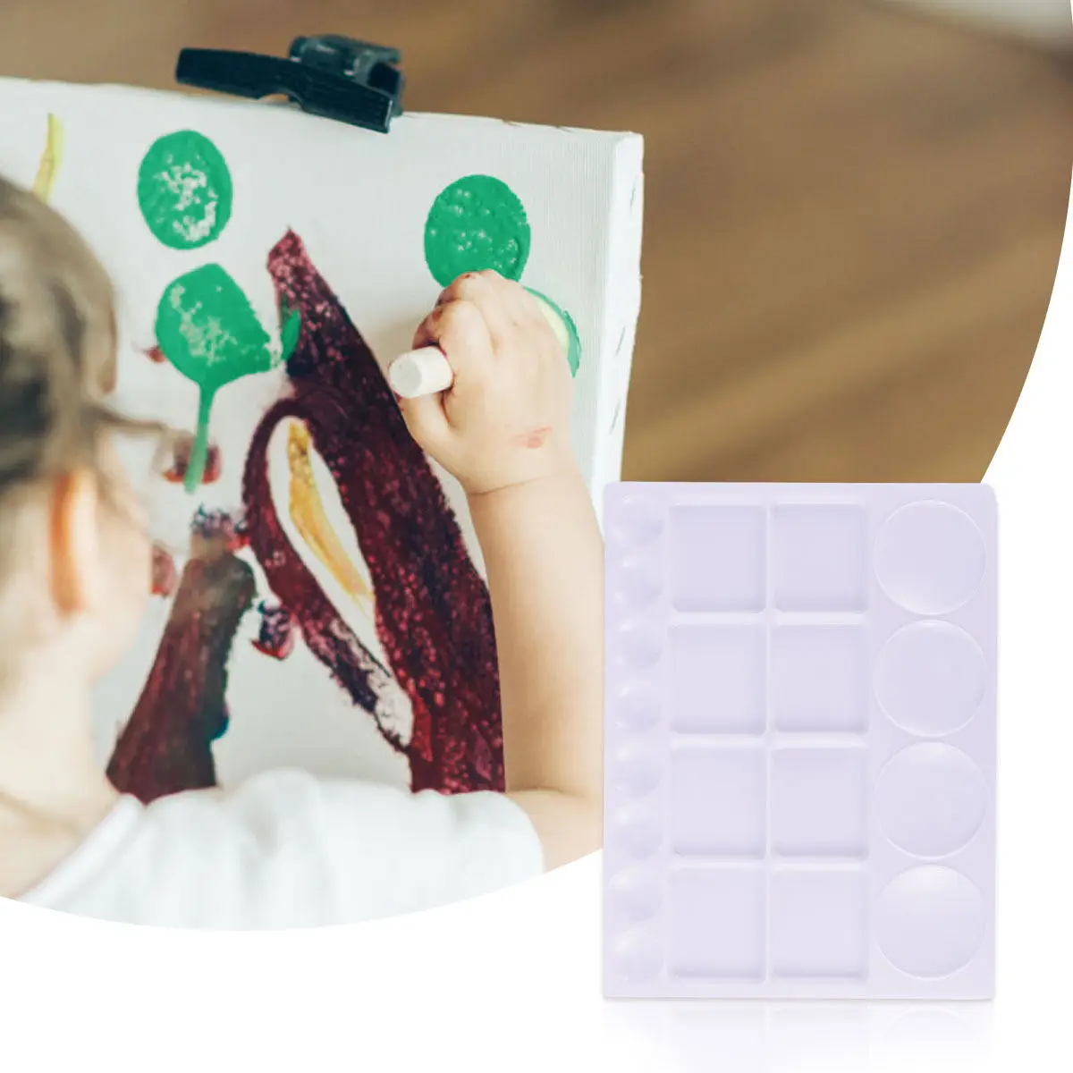 1Pcs Lightweight Square Plastic Painting Color Tray Stable Performance Long Service Life Mixing Tray for Watercolor Gouache Oil