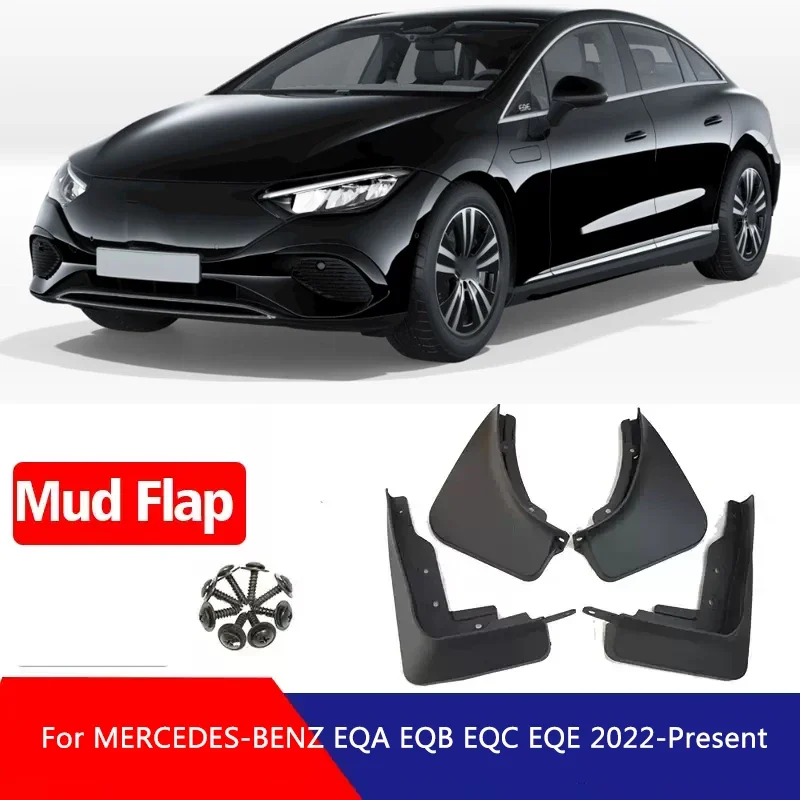 4PCS Car Fender Mud Flap Auto Splash Guard Anti-dirtFor MERCEDES-BENZ EQA EQB EQC EQE 2022-Present Wear-resistant Body Accessory